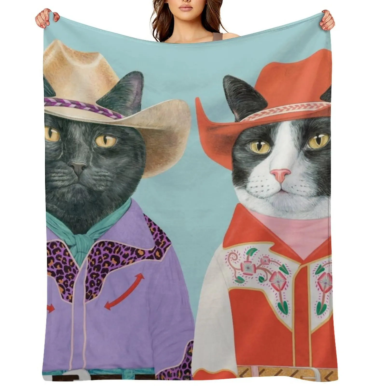 

Carnival Cats - Black Cat & Tuxedo Cat Throw Blanket Sleeping Bag Sofas Fashion Sofas Loose Blankets
