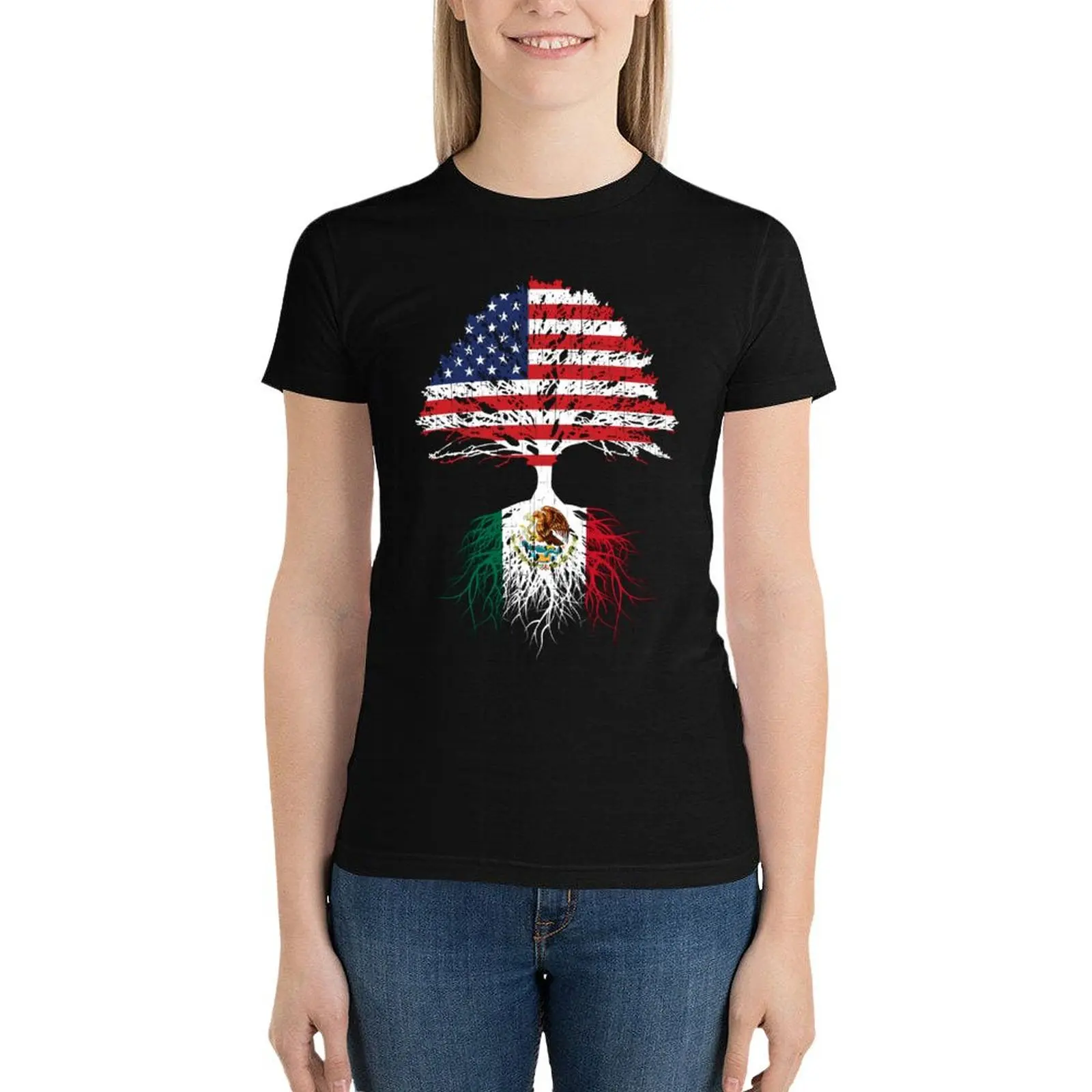 

Mexican Roots, Mexican American, Mexico Grown, Mexico USA Flag, Mexico Art Design For Men Women Kids Youth Family T-Shirt