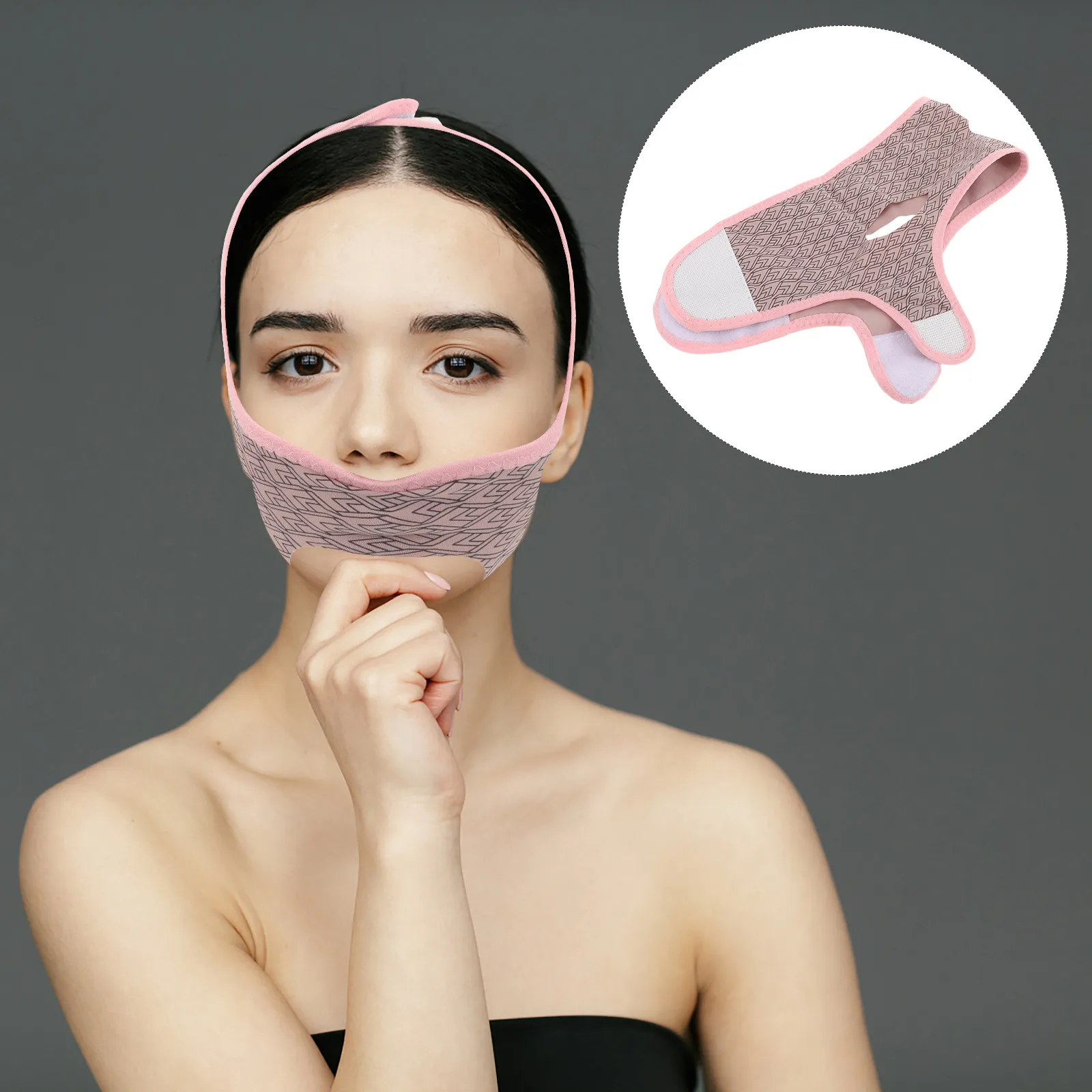 

Reusable Face Lifting Strap Face Slimmer Double Chin Reducer Tightening Belt Soft Mercerized Fabric Chin Strap for Women