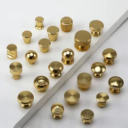 Gold Aluminum Single Hole Handle Modern Wardrobe Drawer Round Knob Kitchen Cabinet Furniture Small Door Handle Home Decoration