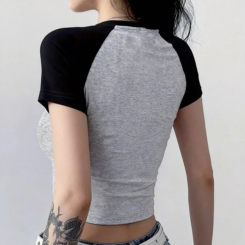 vintage 90s crop top girl streetwear graphic cute goth t-shirts cropped image 2