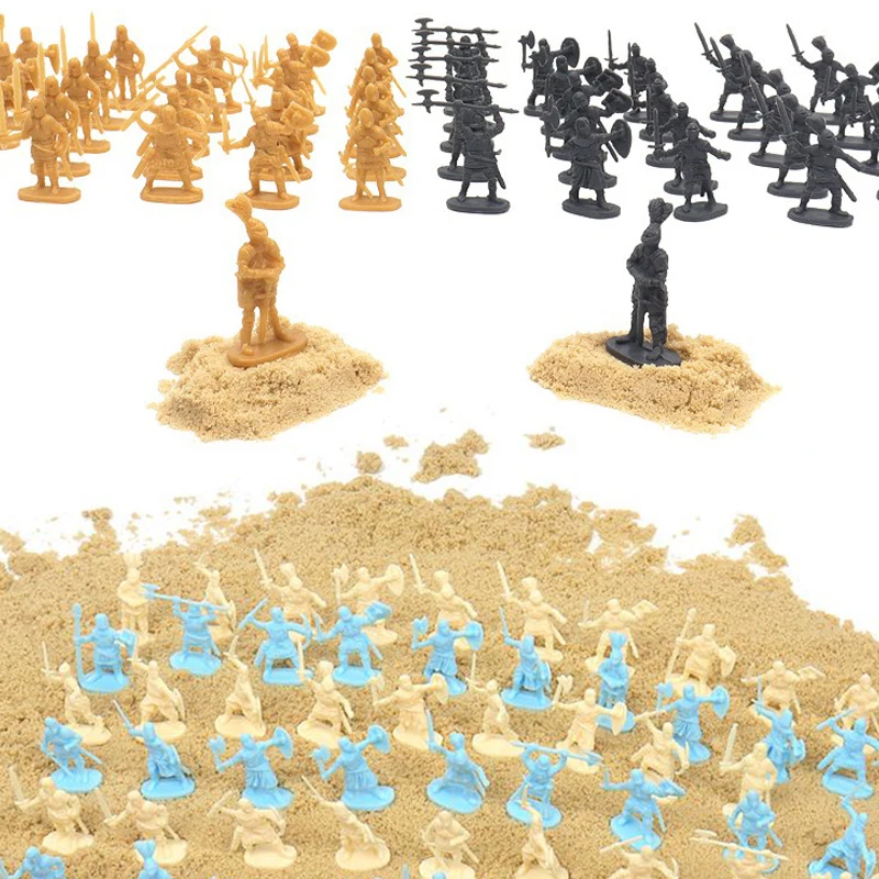 50PCS/Lot Medieval Knight Action Figures Set Sand Table Decor Random Poses 4 Colors Optional Miniature Soldier Ornament Gift ZYF