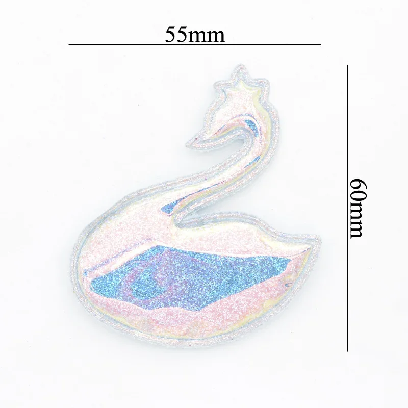 8Pcs Glitter Colorful PU Fabric Swan Appliques Padded Patches for Crafts Hat Clothes Ornament DIY Headwear Hair Clips Decor