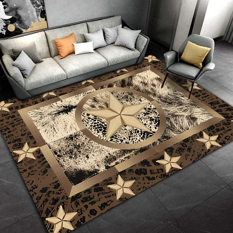 Retro Five-pointed Star Pattern Rug Carpet for Living Room Bathroom Mat Creative Doormat Carpet for Bedroom Home Decor Play Mats