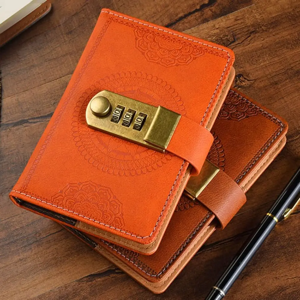 

Line A7 Notebook with Lock 200 Pages PU Cover PU Notebook with Lock Horizontal Line Student Diary Office Notebook