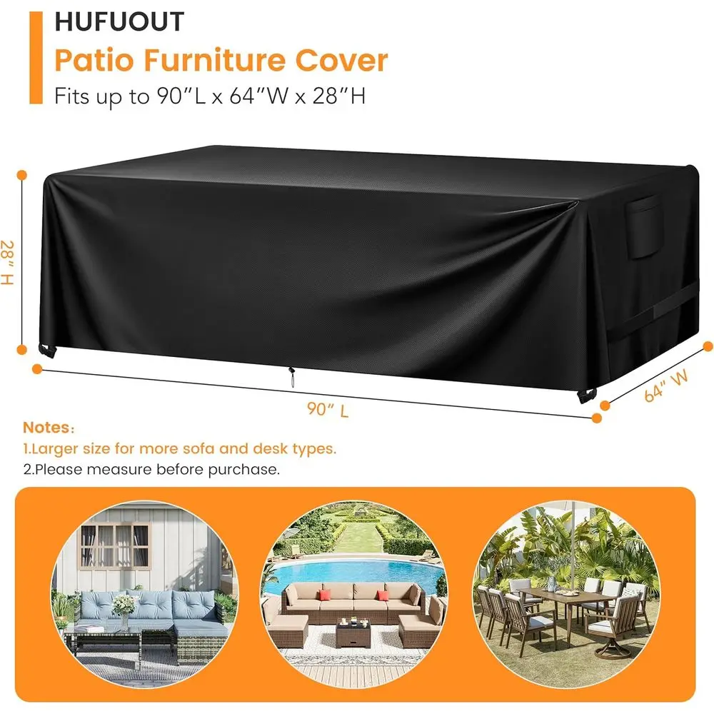 Patio Furniture Covers, Outdoor Furniture Cover Waterproof, General Use, Outside Table and Chair Covers, Heavy Duty 420D (Black, view 2