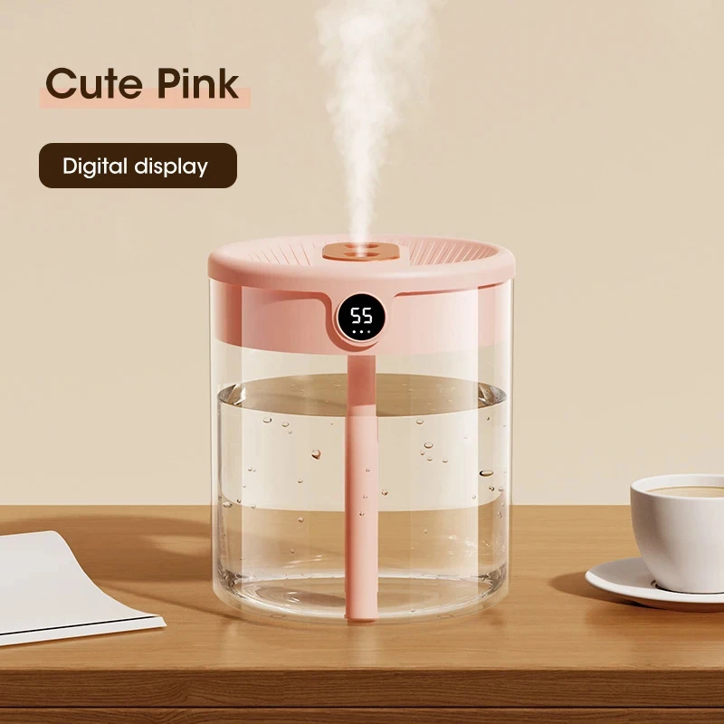 

Air 2L Humidifier Large Capacity With LCD Humidity Display Night Light Double Nozzle Aroma Essential Oil Diffuser For Home