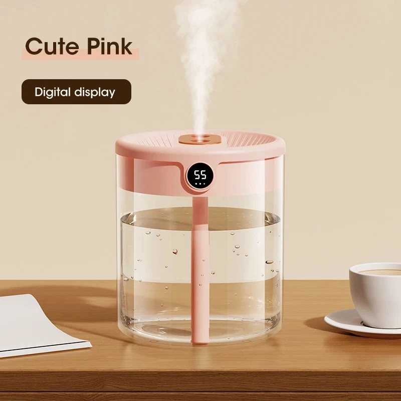 Air 2L Humidifier Large Capacity With LCD Humidity Display Night Light Double Nozzle Aroma Essential Oil Diffuser For Home