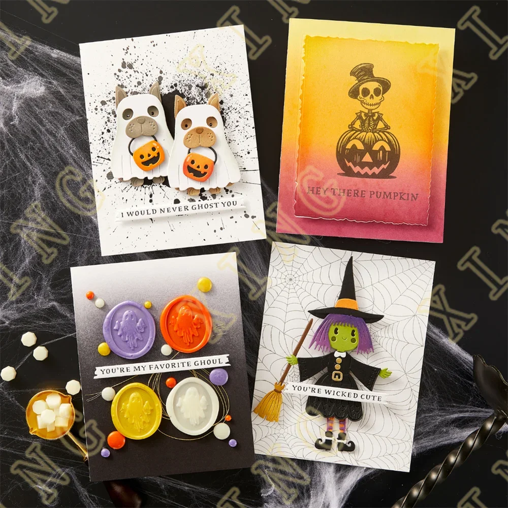 New Halloween Holiday Sentiments Snowflakes Metal Cutting Dies Hot foil Craft Embossing Make Paper Greeting Card Making Template