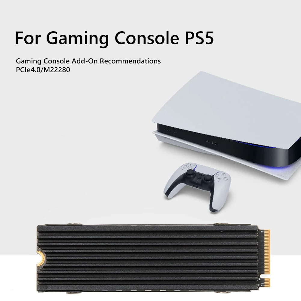 

M.2 2280 SSD Heatsink Aluminum Alloy Solid State Hard Disk Cooler Heat-resistance with Thermal Silicone Pad for PS5 Game Console