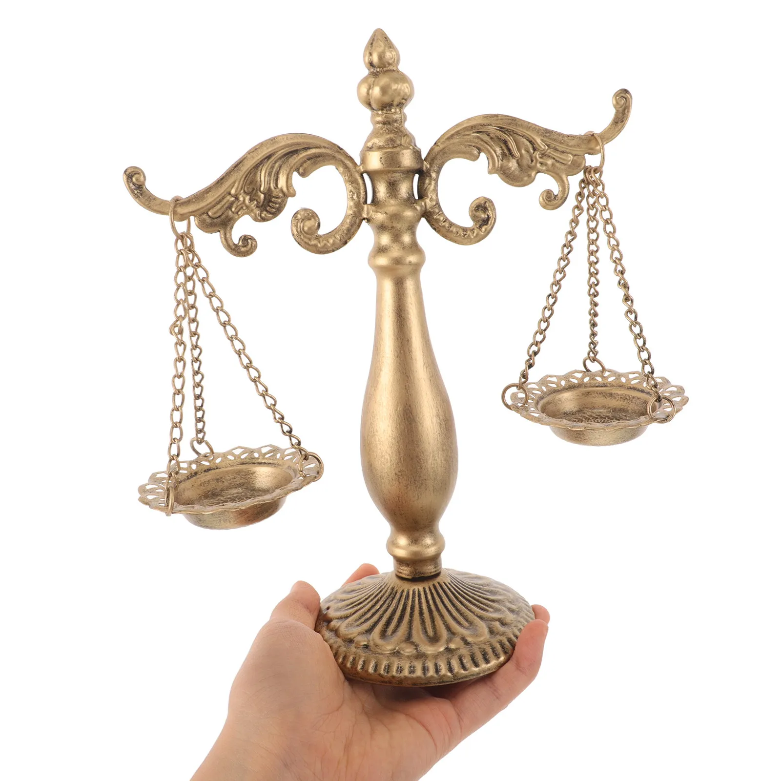 Retro Iron Libra Balance Scale Decoration Vintage Justice Scale for Home Office Desk Shelf Library Farmhouse Decor Wrought Iron