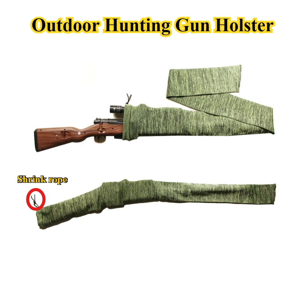 140cm Outdoor Hunting Gun Holster Shrink Rope Storage Cloth Gun Socks Knit Green Dustproof Hide Tactic Firearms Combat Equipment