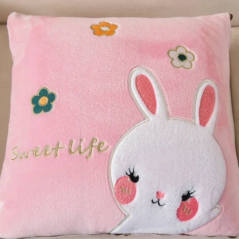 وسادة سميكة مزدوجة الأغراض لحاف الحليب الصوف لطيف أرنب 2 في 1 سيارة