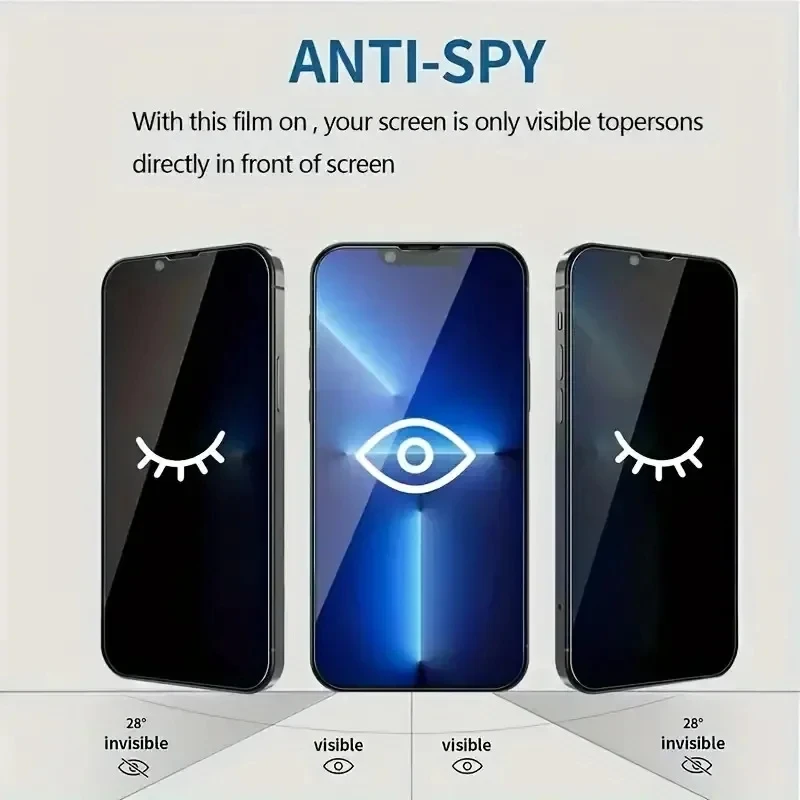아이폰용 사생활 보호 스크린 보호대, 렌즈 보호대 유리, 안티 스파이 유리, 아이폰 13, 11, 14, 15 프로 맥스, 15, 14 플러스, 12 미니, 8 인 1