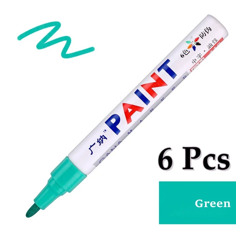 6 Stück bunte permanente Farbmarker, wasserfest, weiße Marker, Reifenprofil, Gummi, Stoff, Farbe, Metall, 12 Farben, Farbmarkierungsstifte