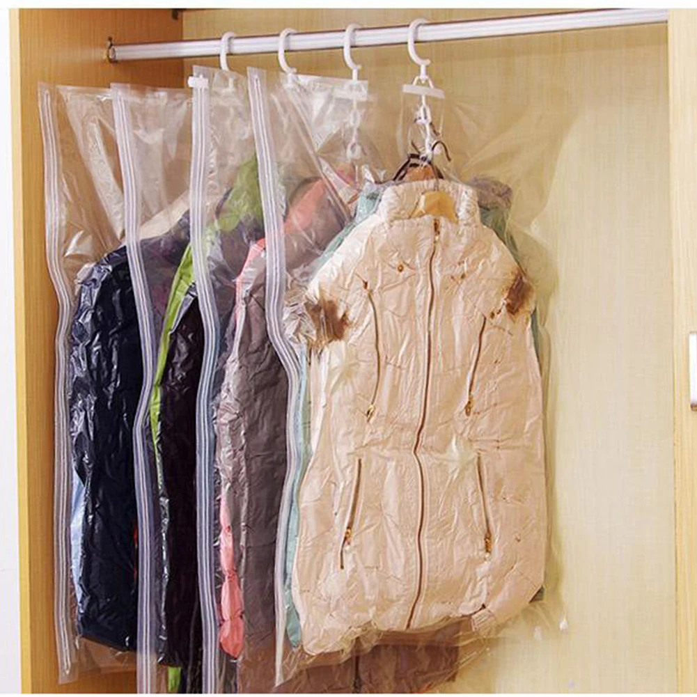 Hanging Vacuum Bags Space Saving Clothes Transparent Bag Storage For Down Jacket Overcoat Compression Home