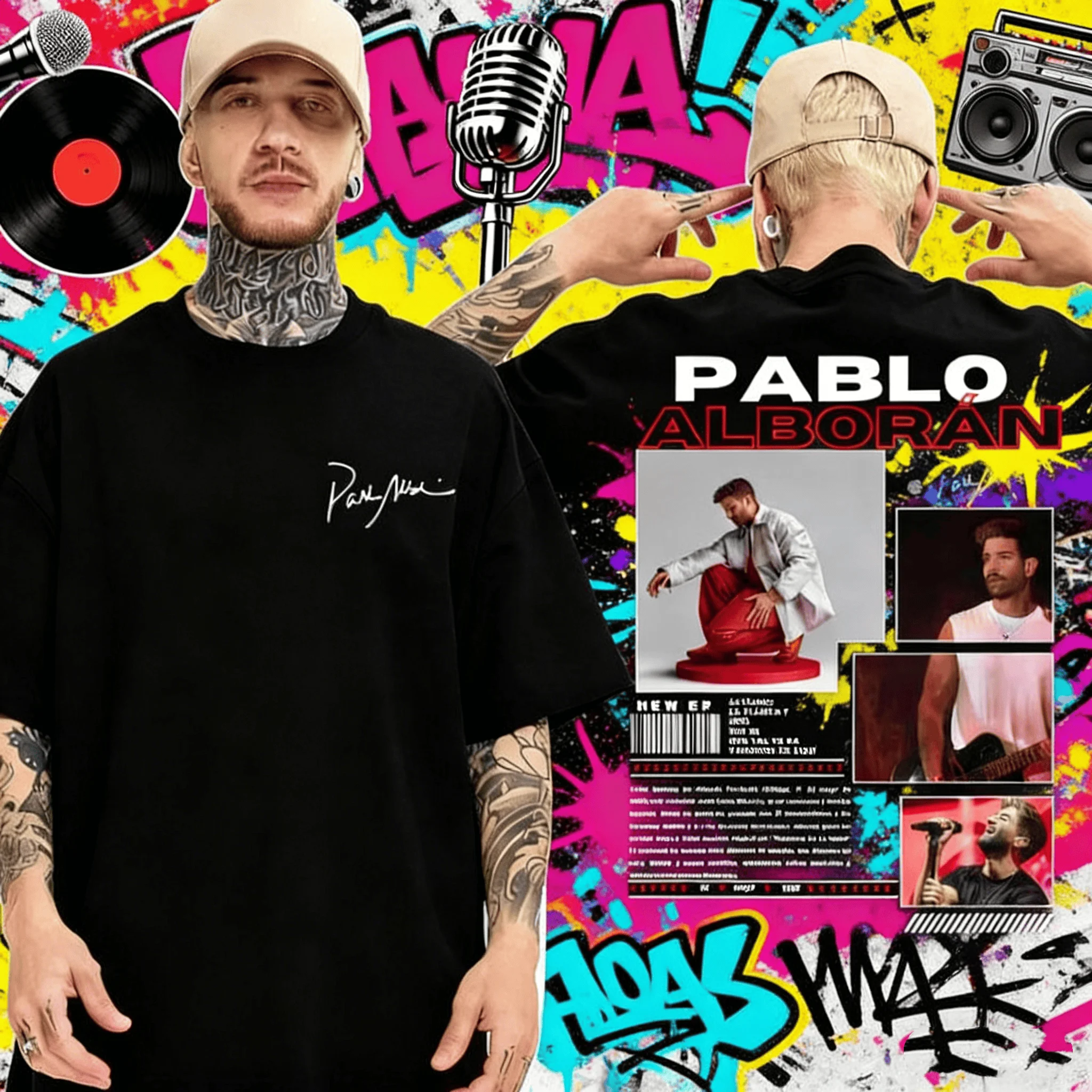 Camiseta informal de manga corta de algodón para hombre y mujer, camiseta del cantante de Rap Pablo Albor Á N Global Tour, Hip Hop Street, verano 2025