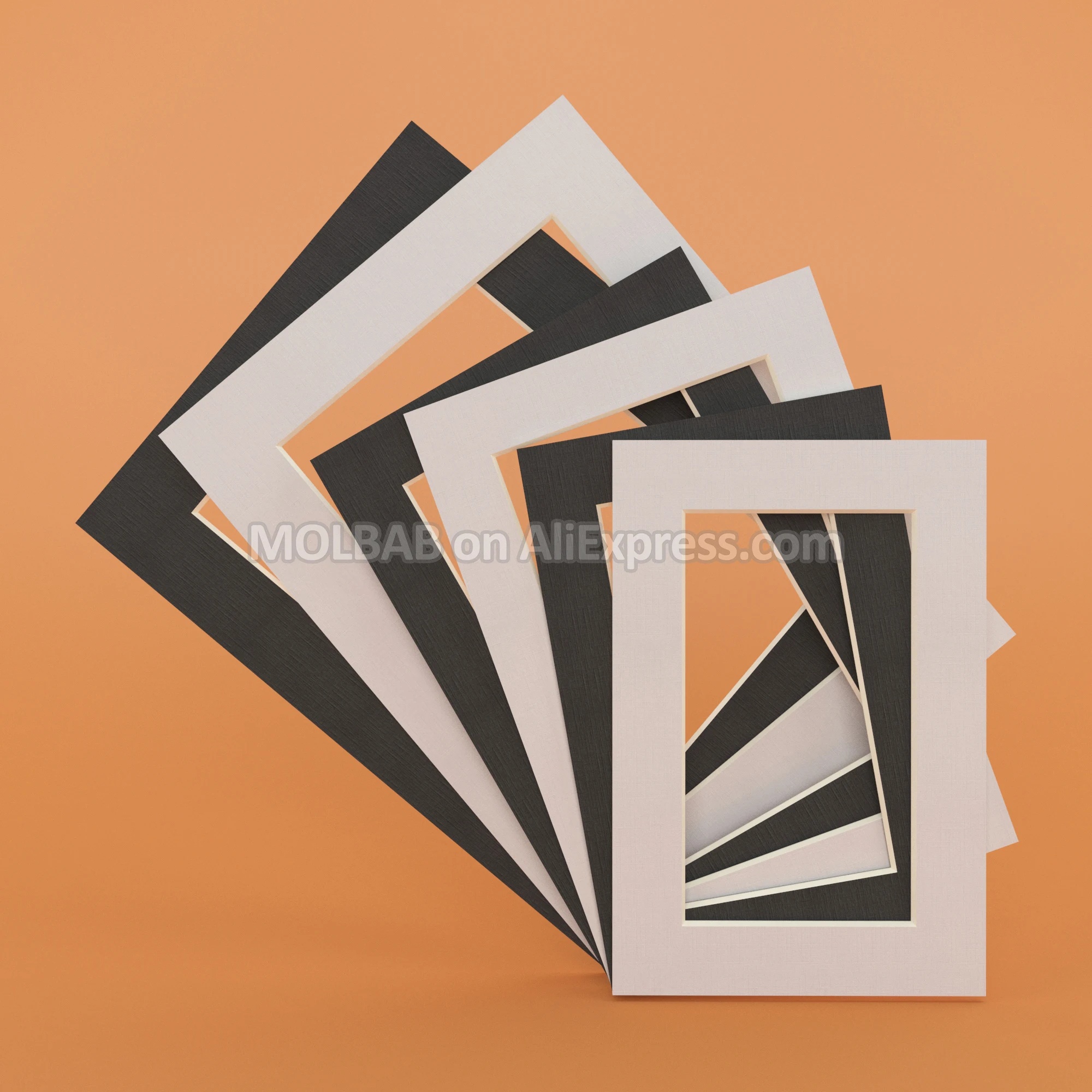 White/Black Photo Mats Rectangle/Oval Paper Mounts Unique Textured Surface For 6/7/8 inch Picture Frames Passe-Partouts 6PCS/Lot