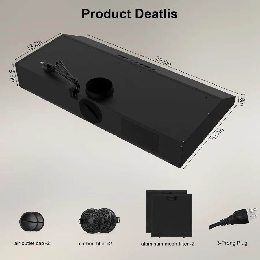 ترقية 600 CFM شفاط المطبخ 30 بوصة أسود تحت خزانة شفاط المطبخ ل القناة/القناة للتحويل موقد المطبخ الفولاذ المقاوم للصدأ #6