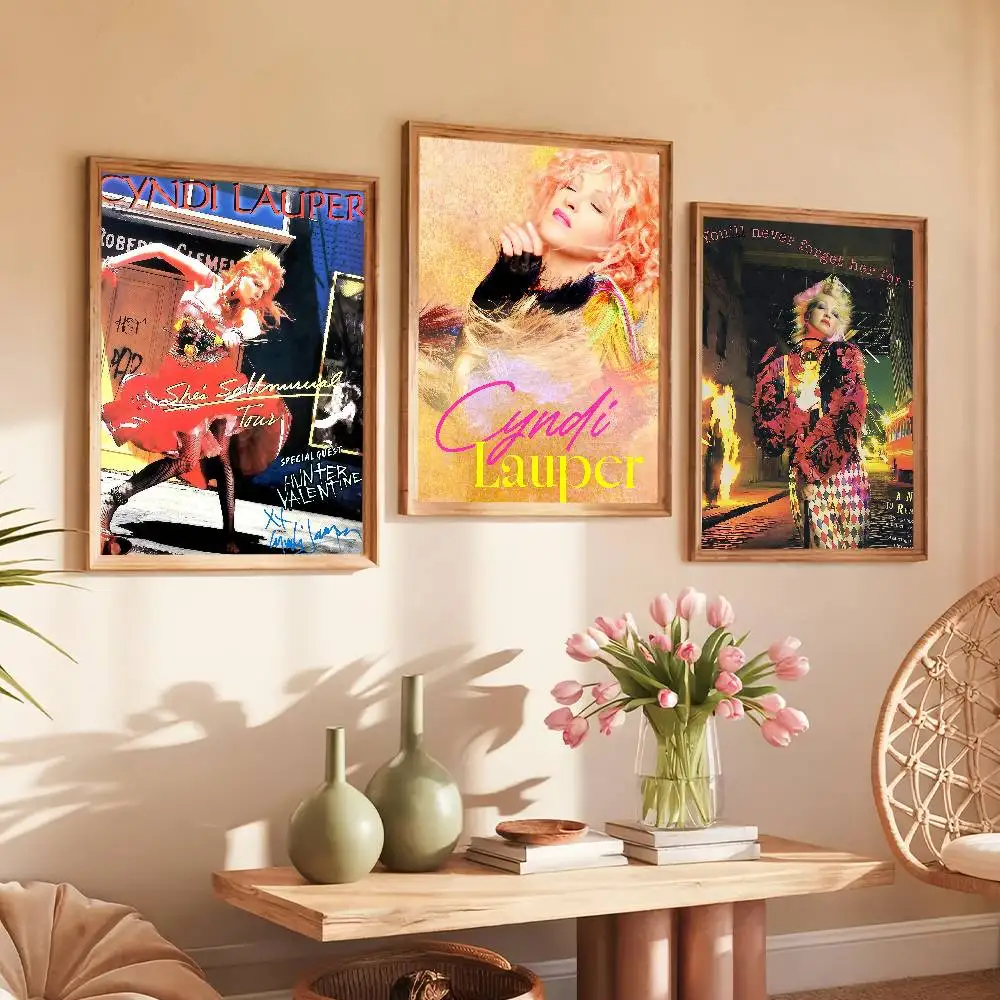 Pósteres de la cantante Cyndi Lauper, impresiones autoadhesivas, decoración para el hogar, dormitorio, sala de estar, regalo Vintage