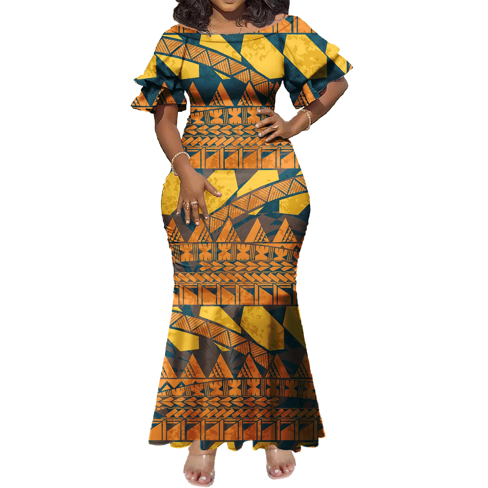 Plus Size Women\'s Dresses Gown Hawaiian Fashion Samoan Dress Island Style Clothing Elegant Evening Maxi Dress