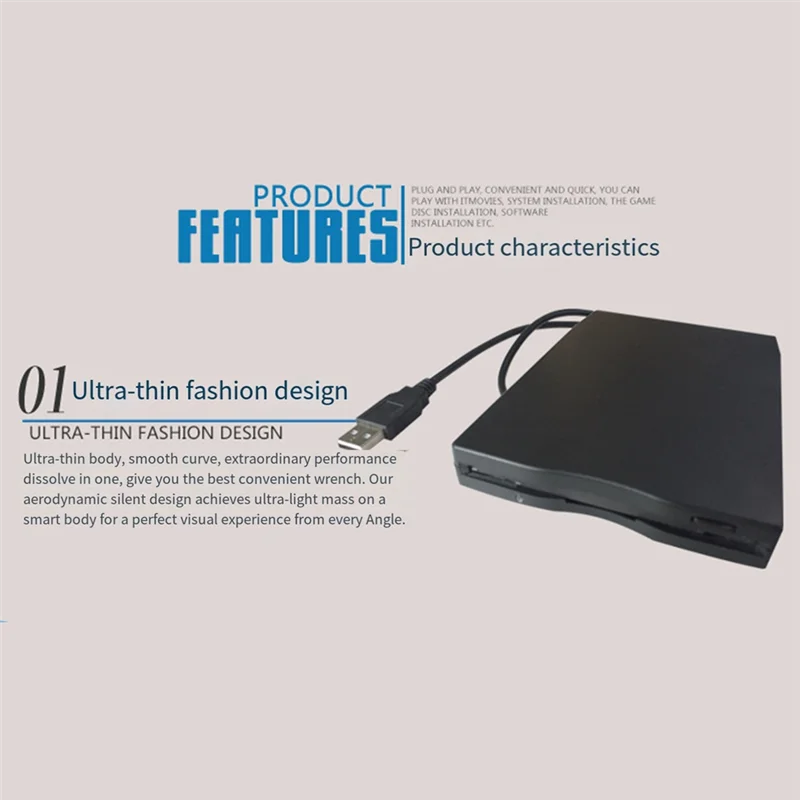

A42Z-USB 2.0 Floppy Disk Drive Portable 3.5-Inch External Floppy Disk Reader Lightweight And Ultra-Thin Desig For PC Laptop