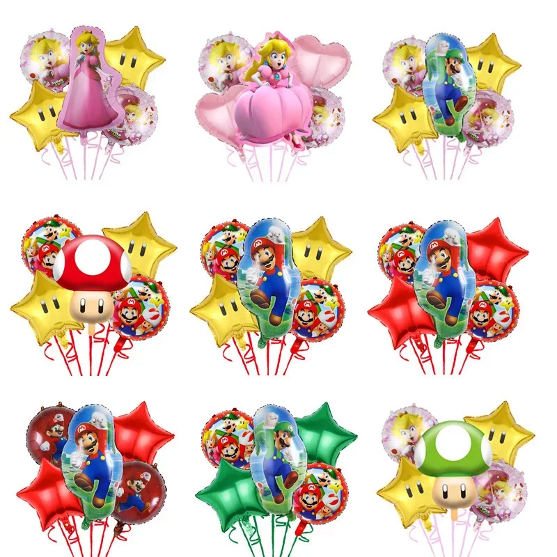 Super Mario Bros Foil Balloon Luigi Figure Balloons Princess Peach Ballon Party Decorative Ballons Photo Props Birthday Decora