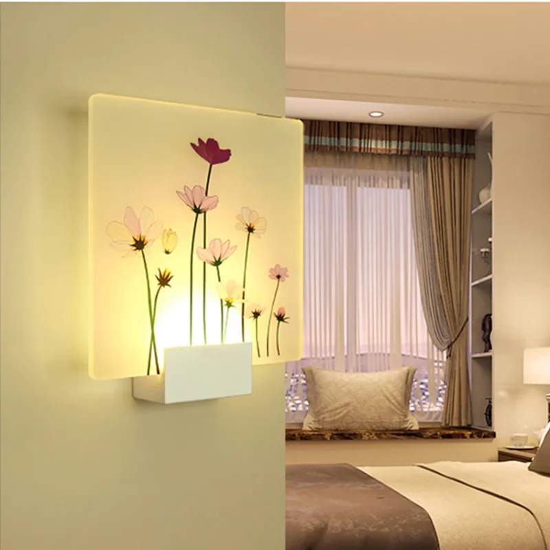 3 Colors LED Wall Lamp Acrylic Mural Sconce Light Modern Indoor Decorative Lights for Bedroom Bedside Living Room Corridor