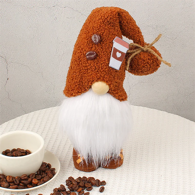 Coffee Chef Gnome Plush Gnome Bonecas Ornamento Decoração Artesanato para Casa Cozinha Coffee Bar Decoração Suprimentos Christams Decoração 6 Tipo