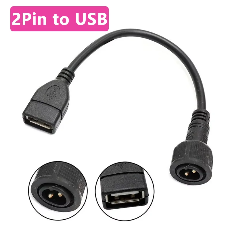 Waterproof USB Female to 2Pin Conversion Line Solar Light Panel Connector Wire Outdoor 2 Core Male Female to USB Adapter Cable