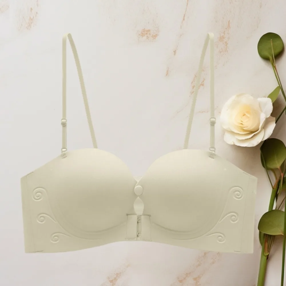 Wrap the Chest Kabelloser tiefer V-BH mit vorderer Schnalle, stoßfeste Büstenhalter mit vorderer Schnalle, geraffte Brüste, Dessous, Push-Up-Unterwäsche