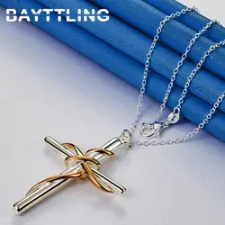 925 Sterling Silver 16-30 Inches Simple Cross Necklace For Women Men Fashion Wedding Gift Jewelry