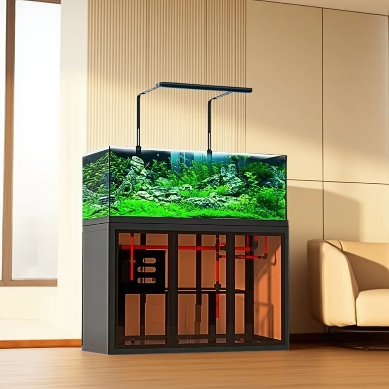 النمط الصناعي مفتوح الرؤية Aquascape حوض السمك الجانب تجاوز حوض تصفية خزان منخفض صيانة نهر تيار البيئي للأسماك