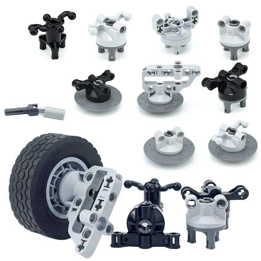 MOC Parts Technical Suspension Steering Wheel Hub with Planetary Gear Reduction DIY Building Blocks Tire Car Truck Drive Bricks