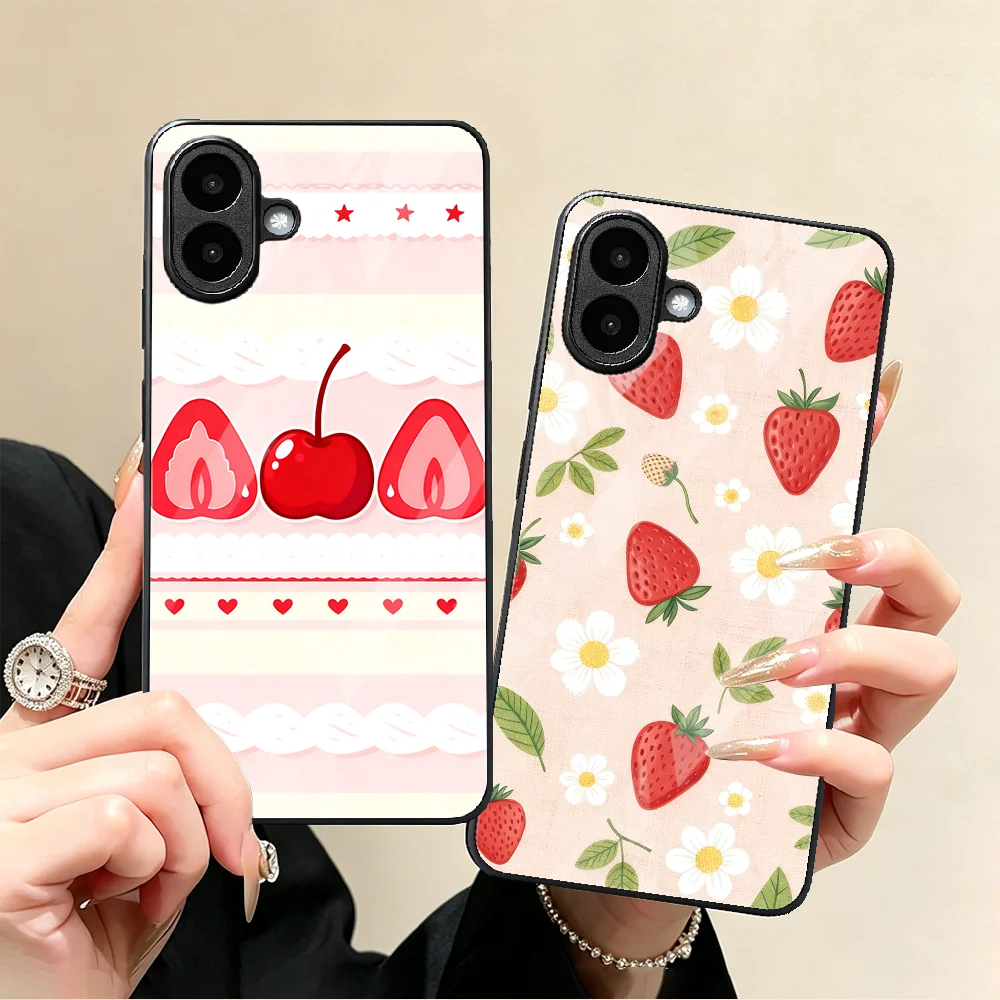 Coque de téléphone en verre pour Xiaomi Poco X7 Pro M4 X6 X5 F5 M3 C40 X4 F3 F4 GT Cherry Stripe