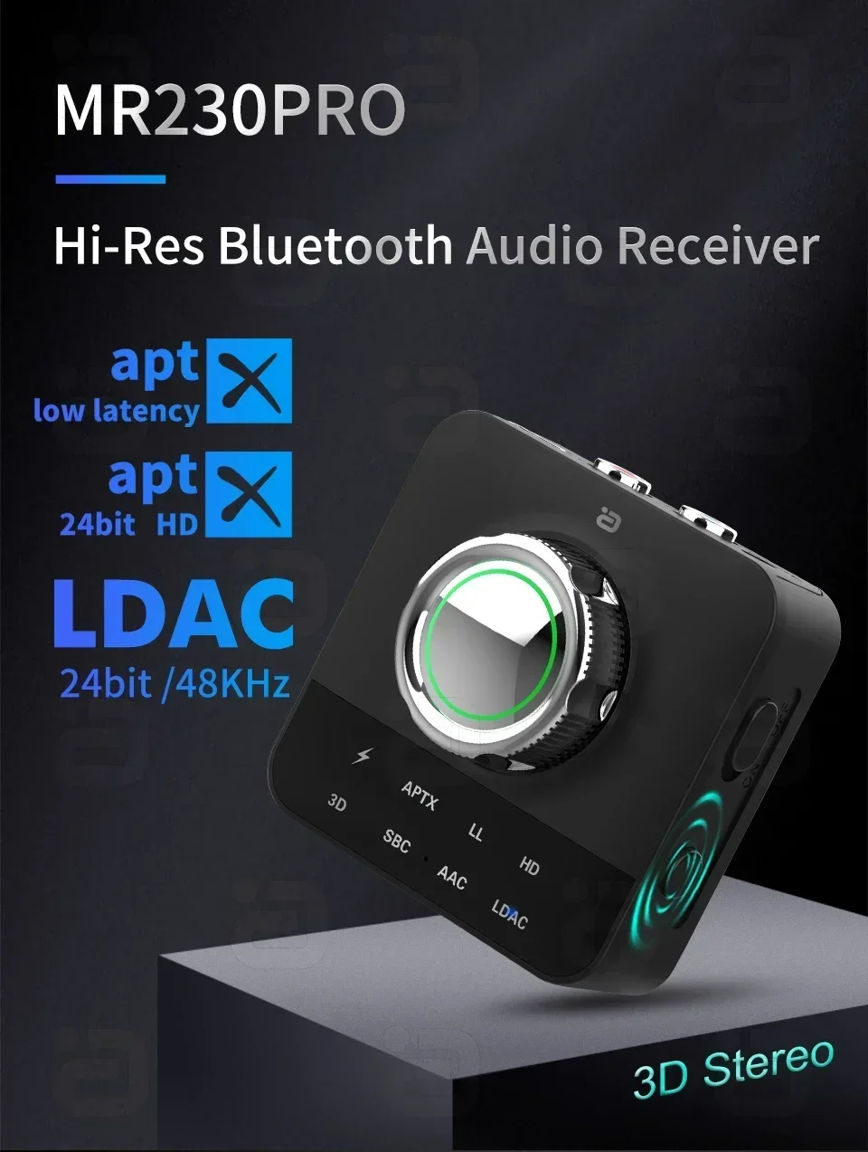 

AYINO MR230 PRO LDAC Bluetooth Wireless Audio Receiver Adapter with Mic RCA Jack Aux 3D Stereo for Speaker TV Car Music AptX HD