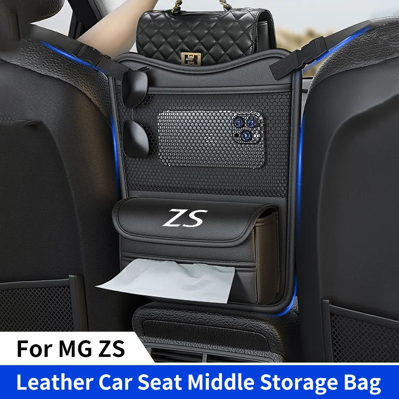 

Car Seat Middle Hanger Storage Bag Leather Handbag Holder Between Seats Organizer Pockets for MG ZS EV EZS 2018 2020 2022 2023