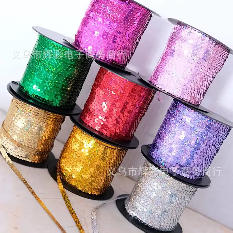 90 Meters Sequined Lace Ribbon Accessories Handicrafts Decorative Edges 6mm Size Spangle