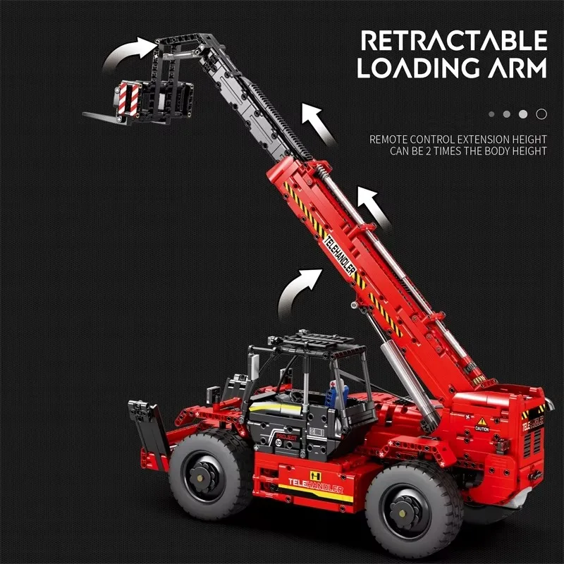 Creative Assembly Telescopic Forklift Building Block Toy City Remote Control Engineering Vehicle Model Building Block Toy