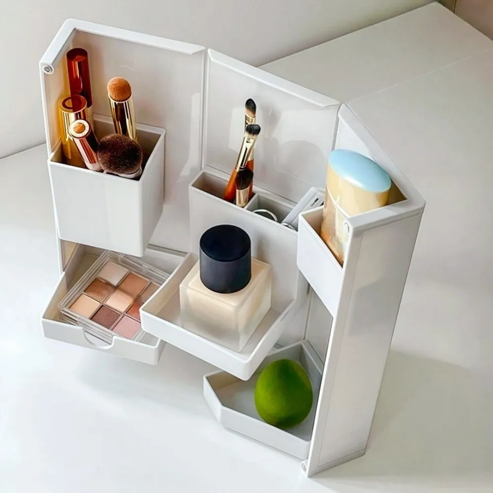 

Detachable Compartment Foldable Pen Holder ABS Space Saving Standing Stationery Box Magnetic Multi-grid Cosmetics Storage Box