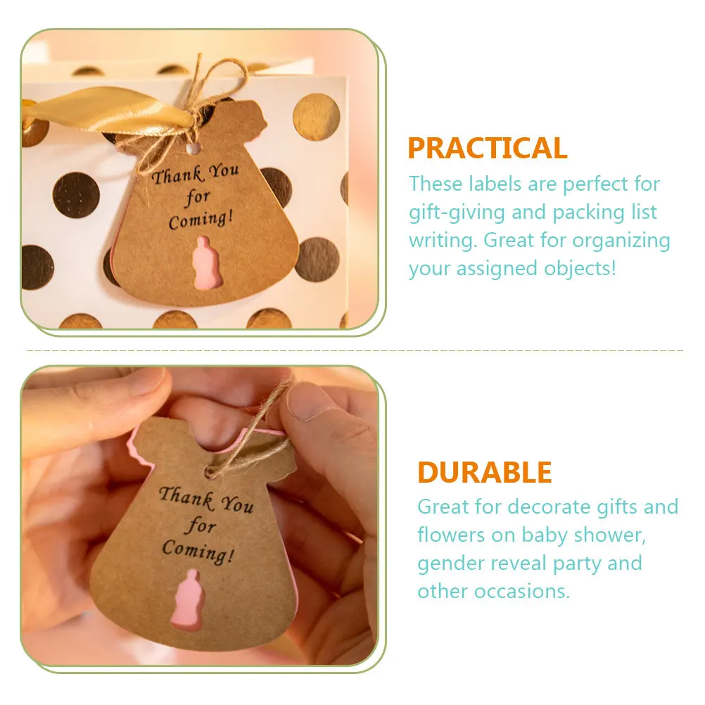 50 Sets Skirt Shape Kraft Paper Gift Tags Blank Labels for Shower Birthday Party Use Kraft Paper Tag Label Tag