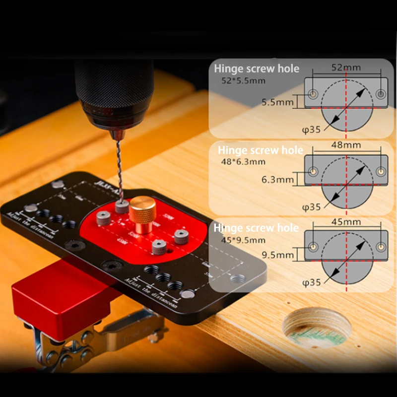 Drilling Guide Locator Set Woodworking 35mm Hinge Jig Kit with Fixture for Alloy Plastic Hole Opener Tools Puncher Template