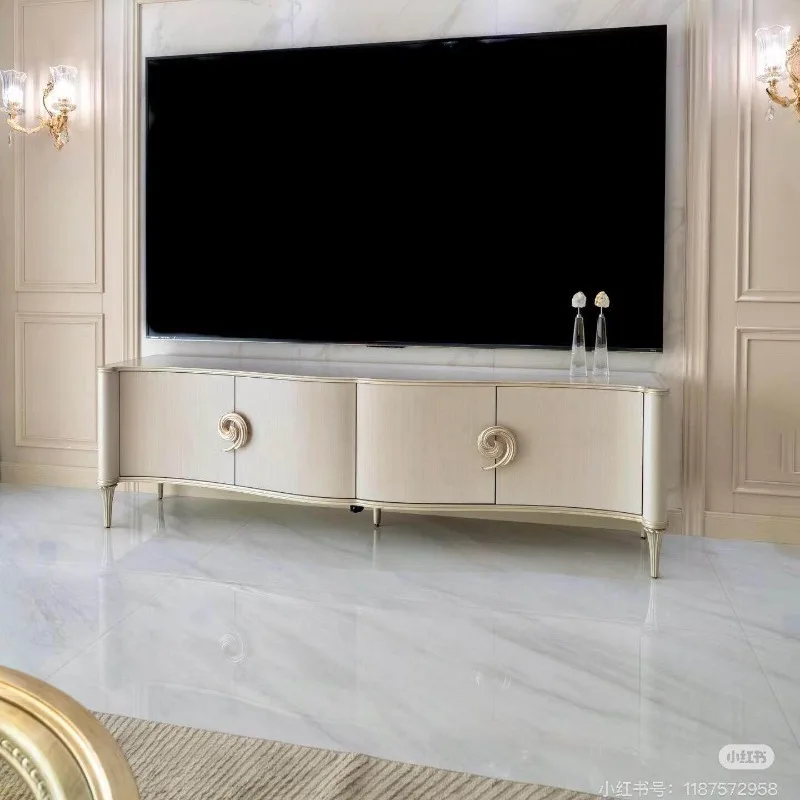 Classic European Silver Tv Cabinet Living Room Japanese Designer Tv Stand Modern Storage Unique Mueble Televisor Furniture Home