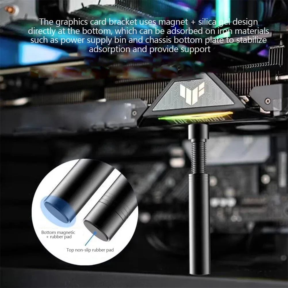 الألومنيوم GPU حامل عمودي تلسكوبي حامل دوار قوس مغناطيسي حامل بطاقة الفيديو بطاقة الرسومات قوس دعم 27-120 مللي متر