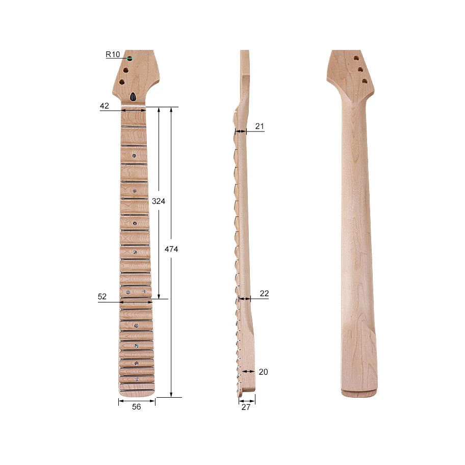 Wave patterned ST neck Canadian maple matte textured neck 6 strings 22 pin electric guitar instrument accessories #147