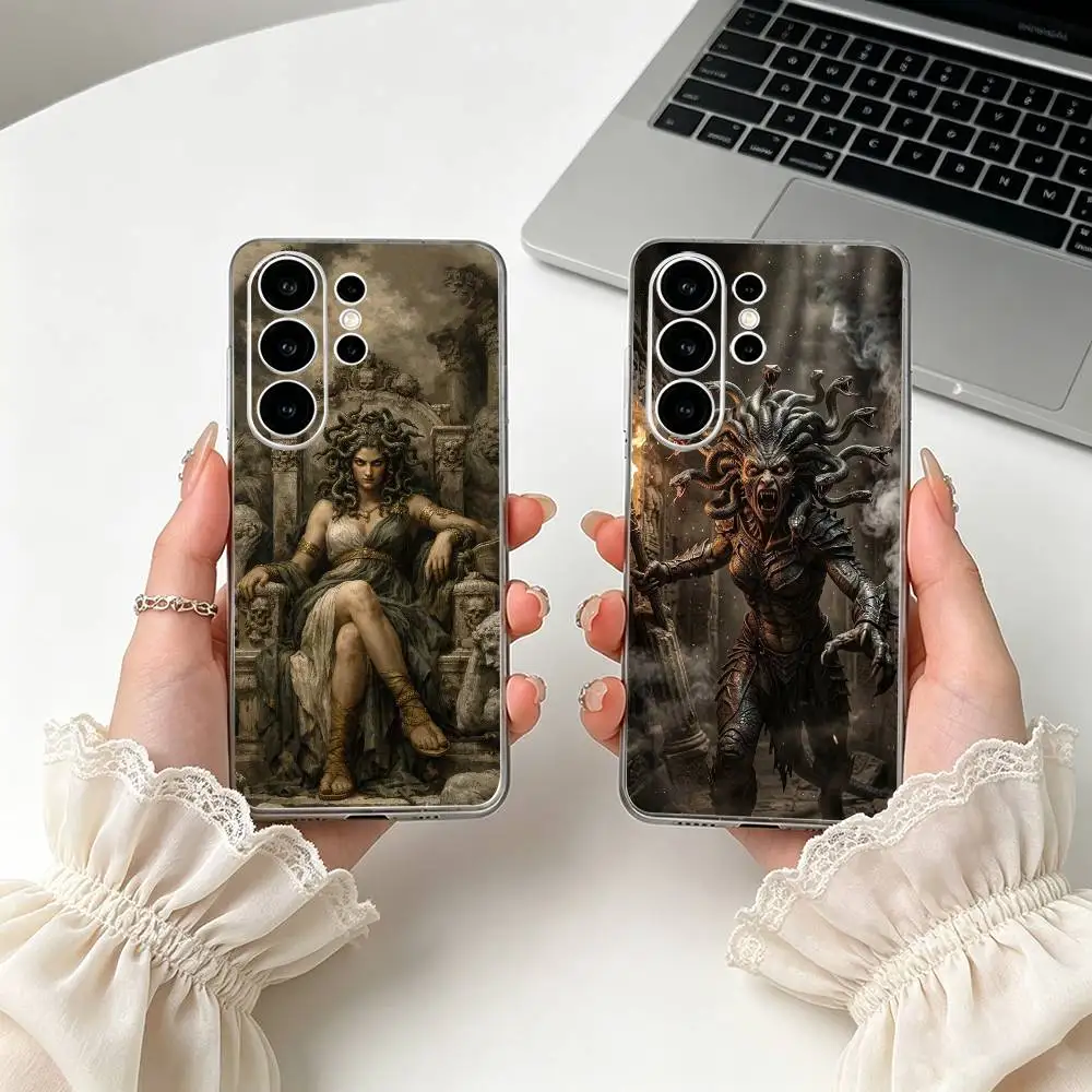 M-Medusa Mythologyy Clear Phone Case for Samsung S25, S24, S21, S22, S23, S30, Ultra, S20, Plus, FE, Lite