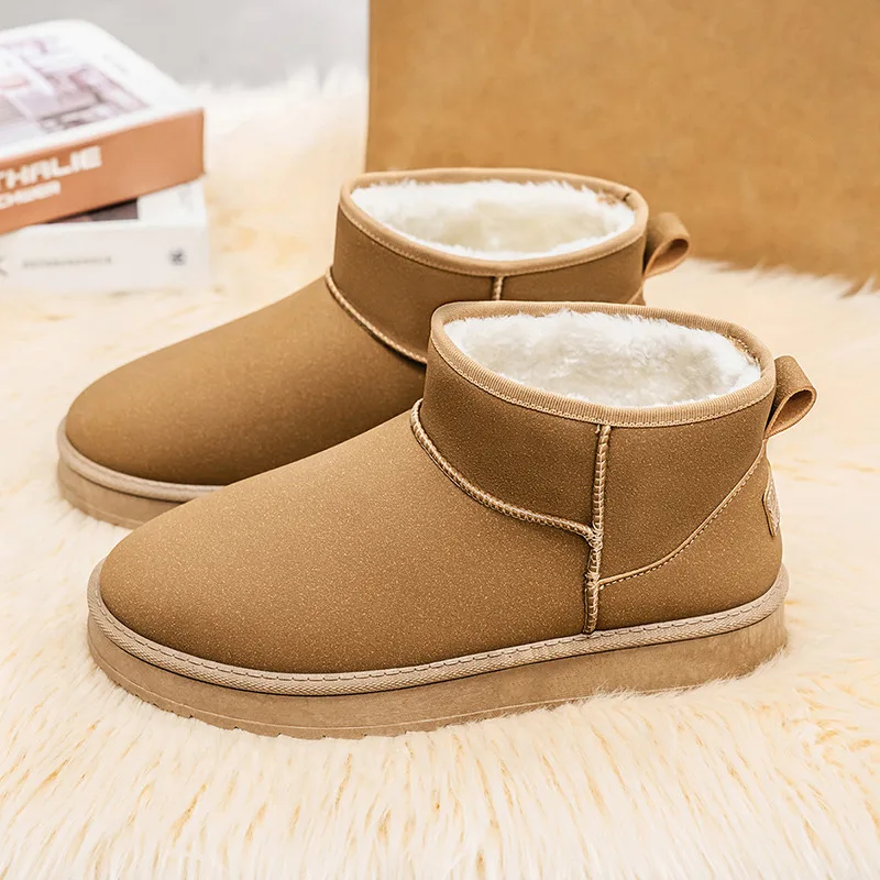 

2025 Winter Khaki Snow Boots Man Plush Warmed Anti Slip Men's Outdoor Boots Slip-On Platform Ankle Boots For Men botas de nieve