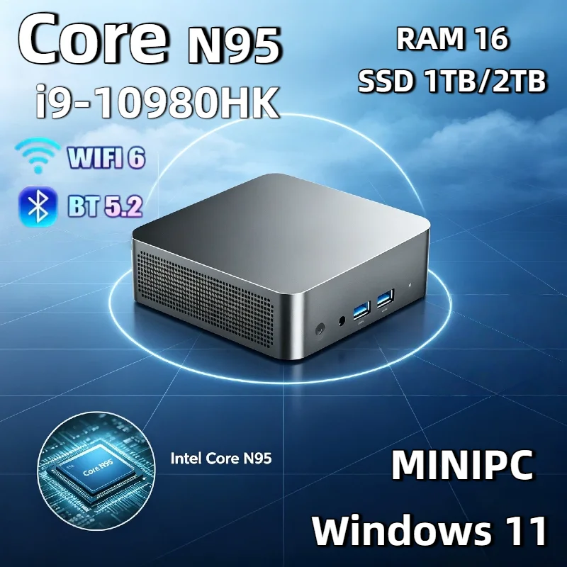 

2026 Quintessential Mini PC Intel Core N95 i9 10980HK Windows 11 Pro 1TB 2TB SSD Diminutive Vest Pocket Computer 4K 60Hz WiFi6