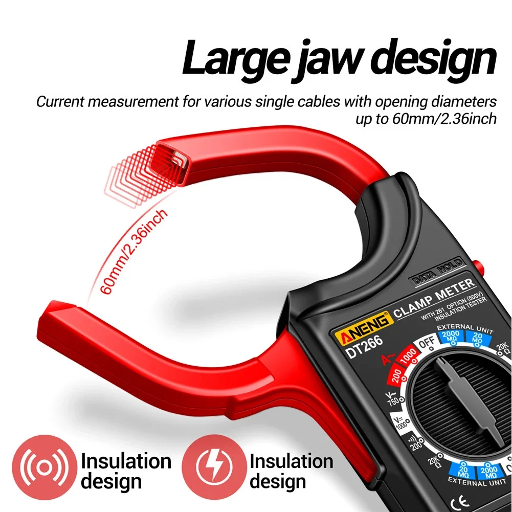 ANENG DT266 inteligentny multimetr cęgowy 1999 zliczeń AC/DC miernik cęgowy tester napięcia True RMS profesjonalny multimetr cyfrowy