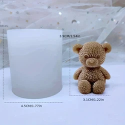 1 piece, three-dimensional Teddy rose bear yarn ball, cylindrical silicone mold, aromatherapy candle decorative accessory mold